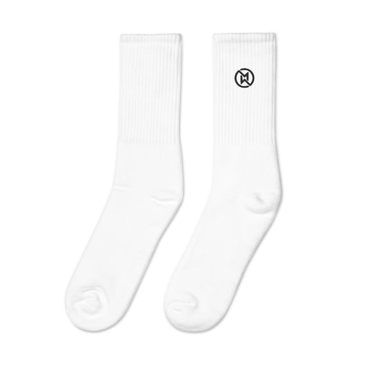 Modwella Symbol White Embroidered socks